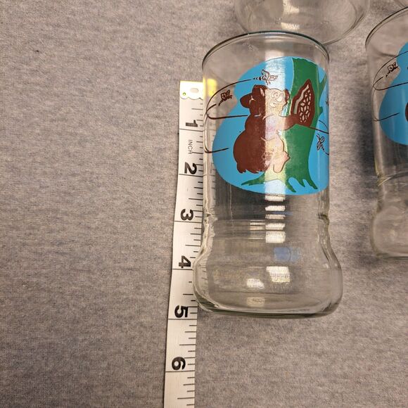 Vtg Sue Bee Honey Juice Glasses SET OF 4 BEAR HONEY BEES 5" Kids Drinking Glass - Picture 5 of 7